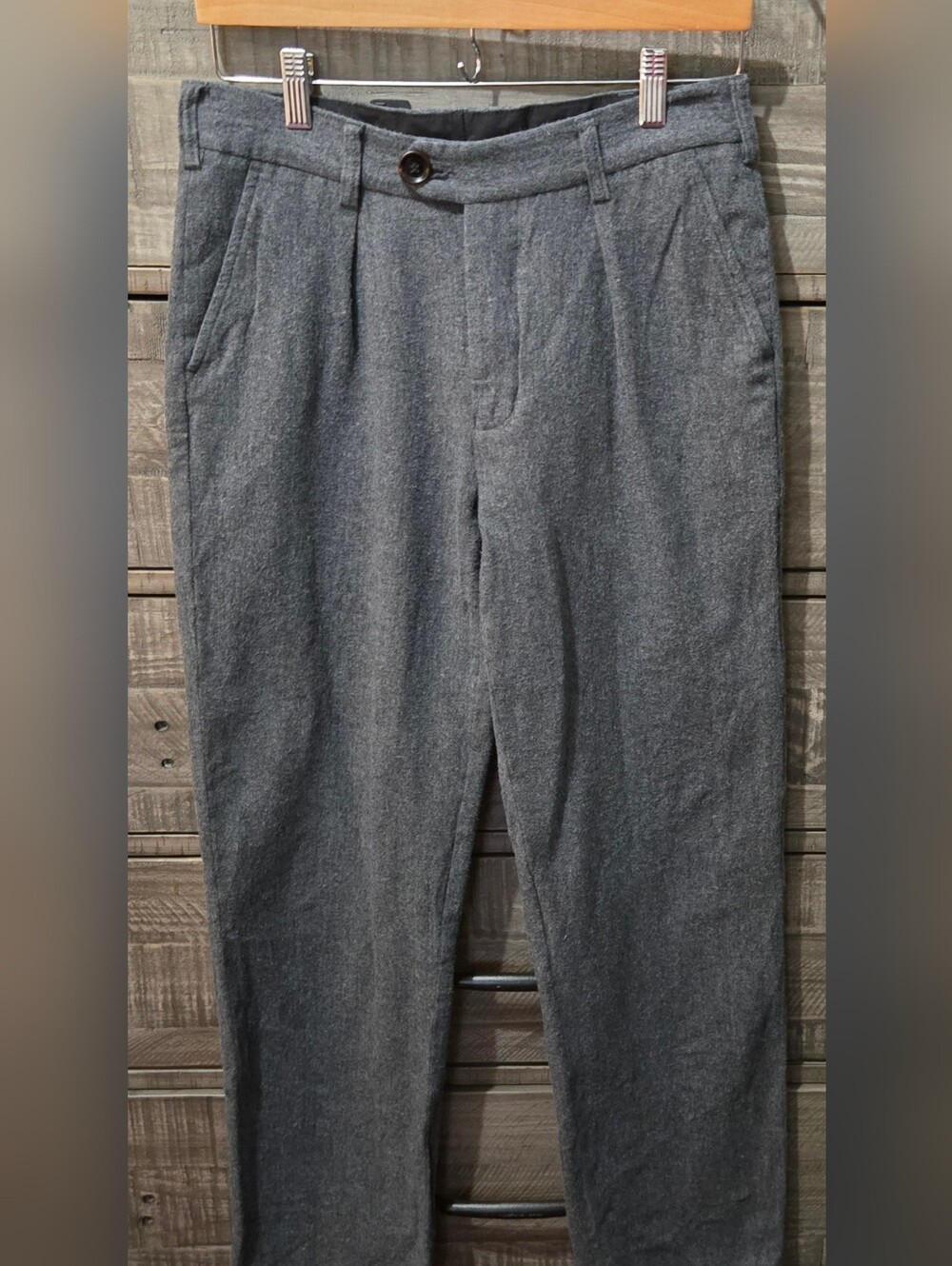 Oliver Spencer Wool Blend Pleated Trousers Gray Size 30 Made in Portugal